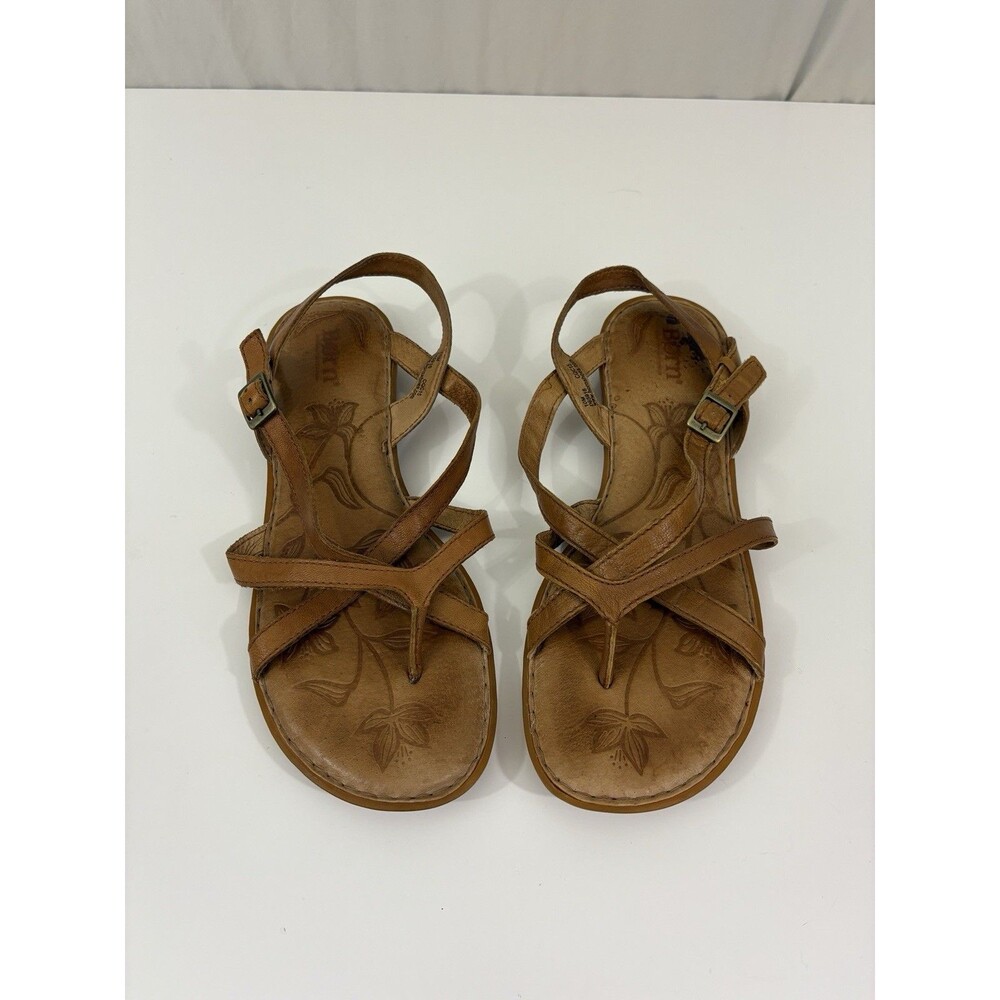 Born Women’s Sandals Flats Tan Brown Adjustable Back Strap Size 10 M